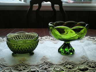 Beautiful Vintage Green Decorative Glassware