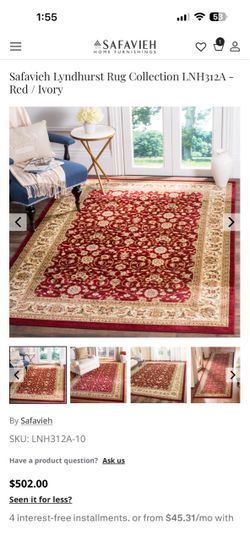 Safavieh Lyndhurst Rug Collection LNH312A - Red / Ivory