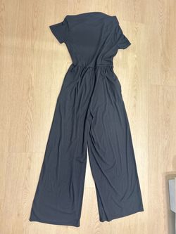 Black Short Sleeve Wide-Leg Jumpsuit
