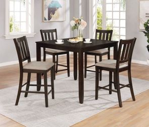 Beautiful Crown Mark Furniture Counter Height Dining Room Set With 4 Cushioned Chairs
