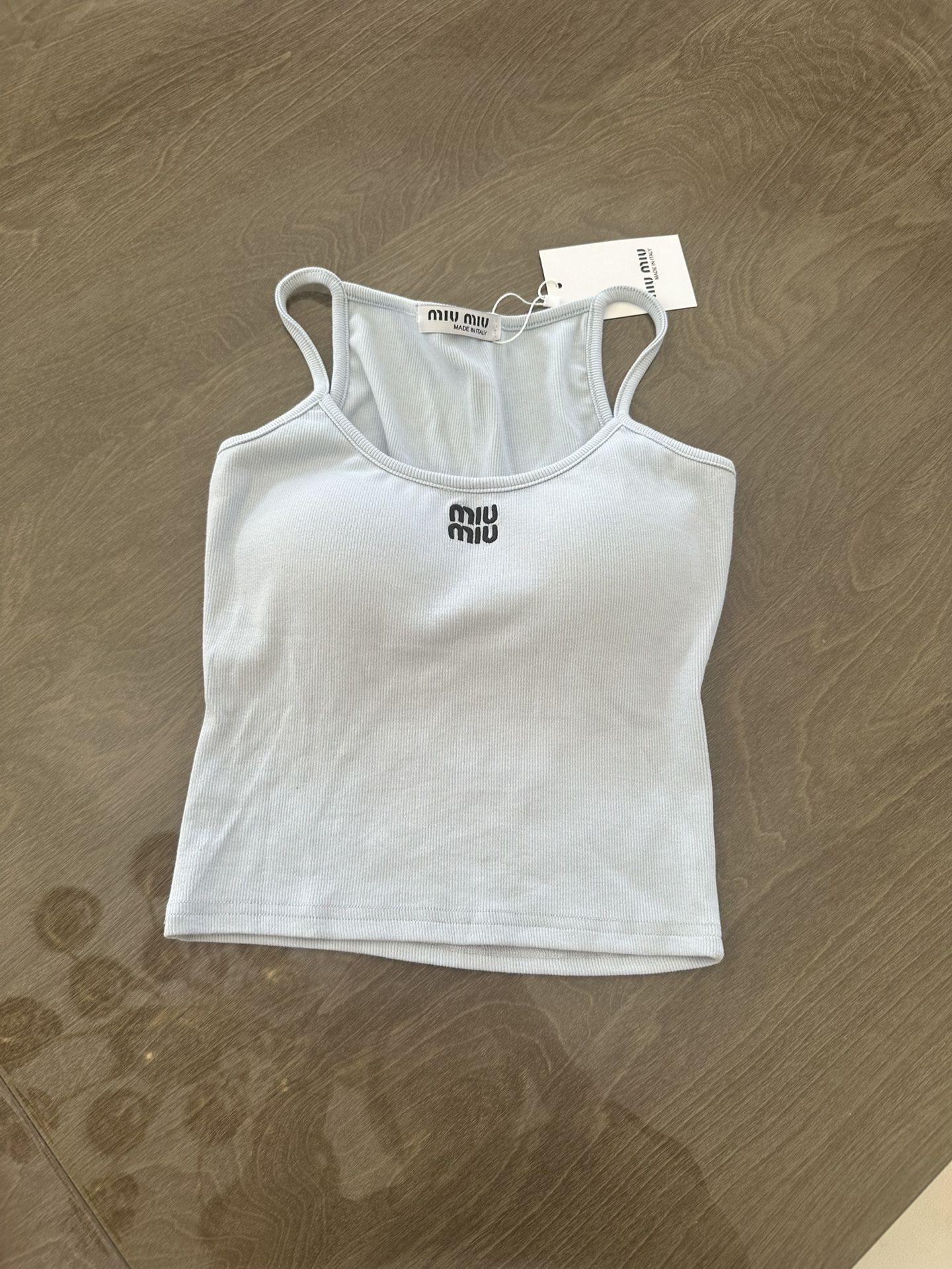 Miu Miu Style Crop Top Light Blue Color New Padded Bra