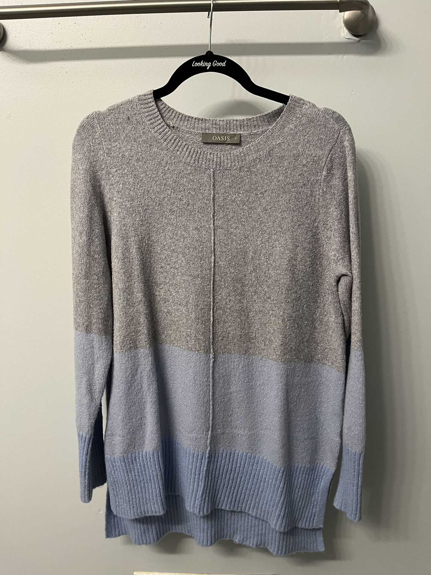 Oasis From ASOS Blue/Gray Sweater SMALL