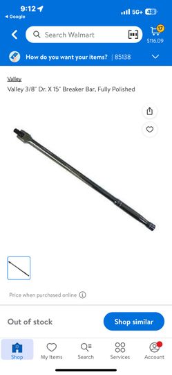 Valley CR V Tool Valley 3/8" Dr. X 15" Breaker Bar,m