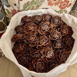 Wooden Flowers and Mini Pine Cones 