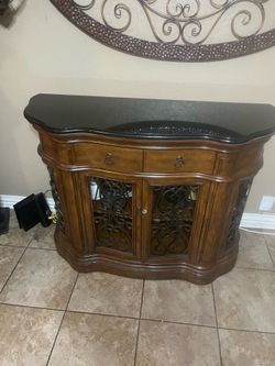 Entry cabinet with iron marble and wood