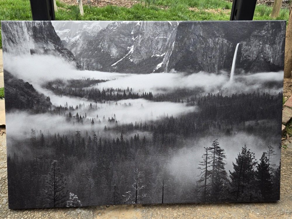 Fog Floating In Yosemite Valley - Canvas By Painting By Hong Zeng