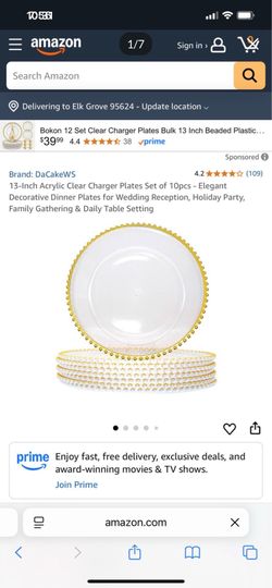 13-Inch Acrylic Clear Charger Plates Set of 6pcs - Elegant Decorative Dinner Plates for Wedding Reception, Holiday Party, Family Gathering & Daily Ta 