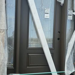 Masonite 64"/80"fiberglass Entry Door with Sidelights and 14" transom 6-9/16 or 4-9/16"vinyl frame.