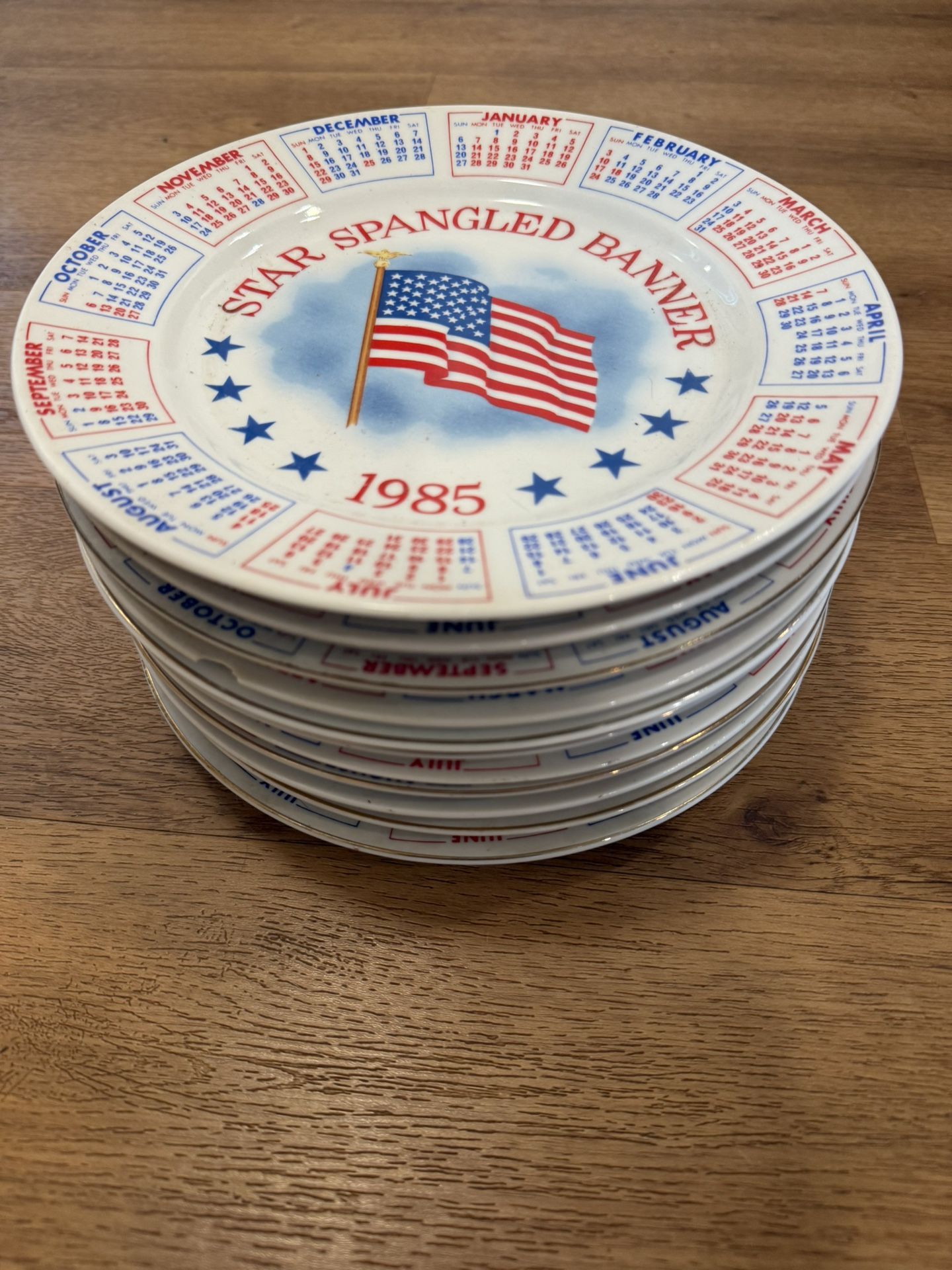 11 Vintage Patriotic Calendar Plates