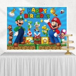 Super Mario Birthday Party Backdrop