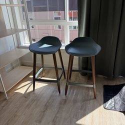 Two Ikea Grönsta stools Gray/turquoise Counter Height