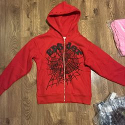 Red Zip Up Spider Hoodie 
