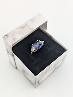 Sterling Silver Simulant Diamond and Sapphire 💍