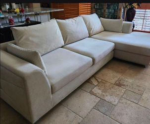 Beige Fabric Sectional Sofa with Chaise