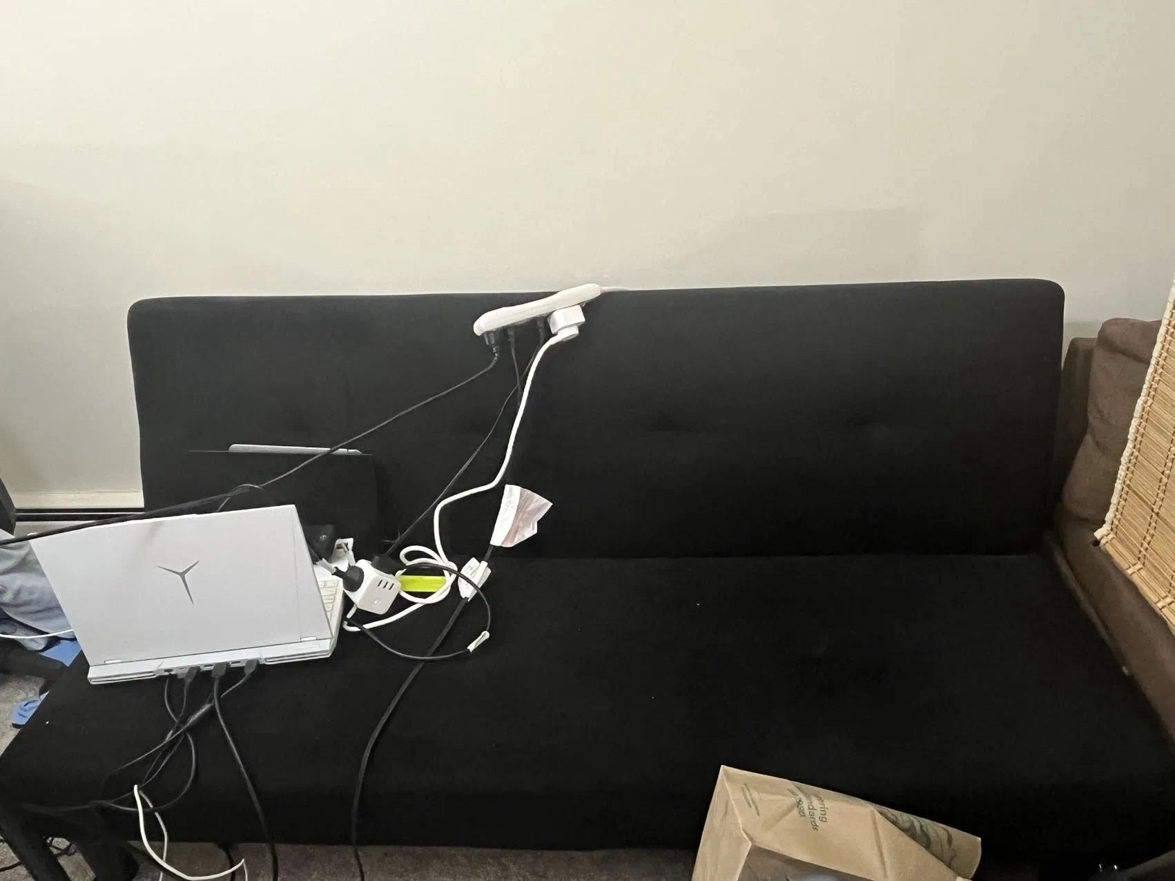 Black Faux Leather Sofa Bed – Good Condition