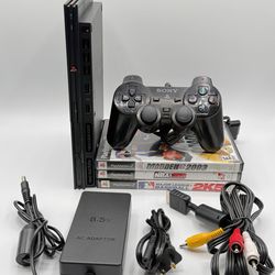 Sony PS2 Slim Black SCPH-70012 Console Bundle w/ Cables, Controller, 3 Games