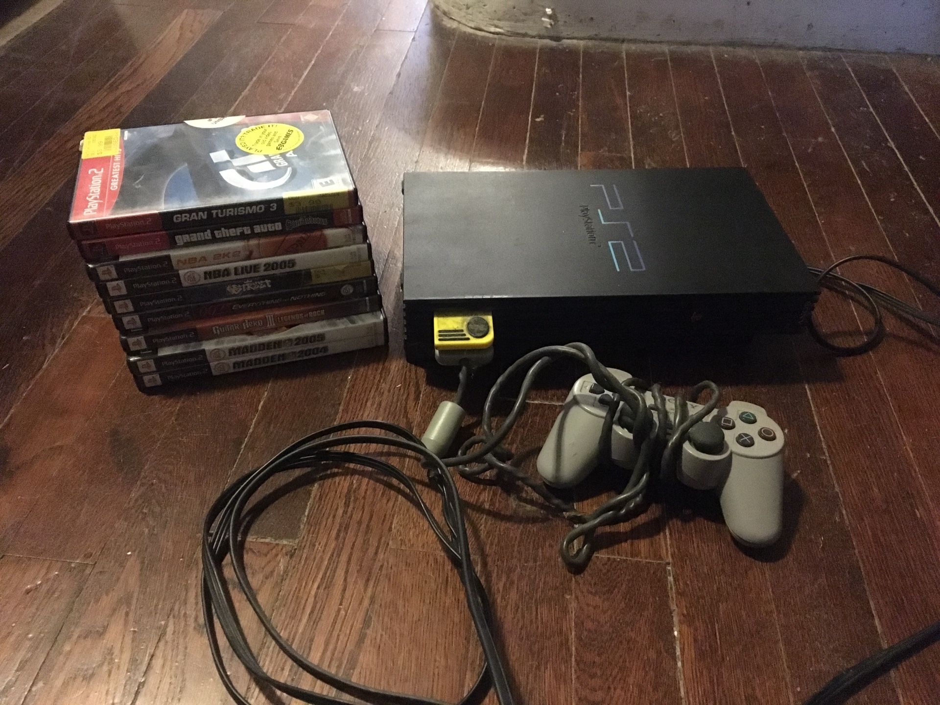 Playstation 2, including controller, Memory card and games