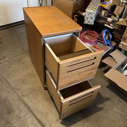Oak Finish 2 Drawer Filing Cabinet