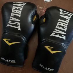 Black Elite Everlast Boxing Gloves