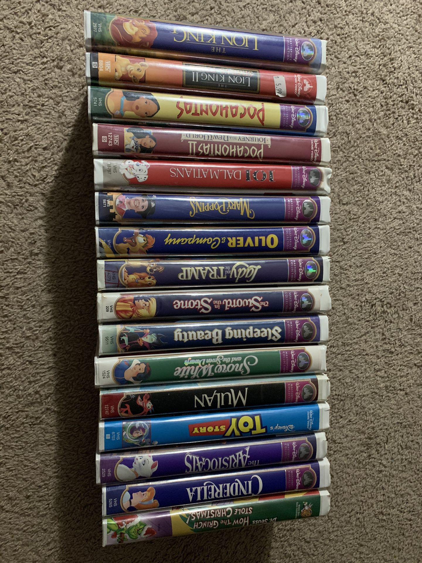 Walt Disney Masterpiece Collection VHS Tapes