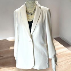 Cartonnier Jacket Women 6 White Blazer Long Sleeve Butterfly Split Anthropologie