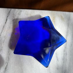 Rosenthal blue crystal star in original box, paperweight