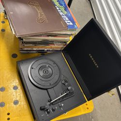 75 Vintage Records And Record Player  