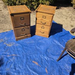 2 wood 2 drawer filing cabinets