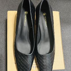 NewBella Woven Square-Toe Block Heels