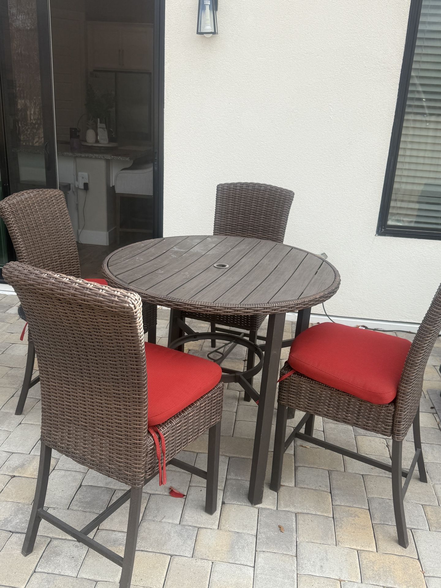 Wicker Outdoor Bar Height Dining Set