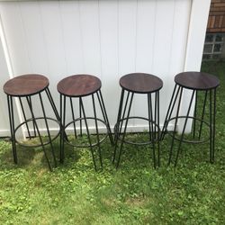 Wood And Metal Stools 
