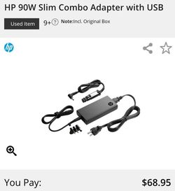 HP 90W Slim Combo Adapter with USB