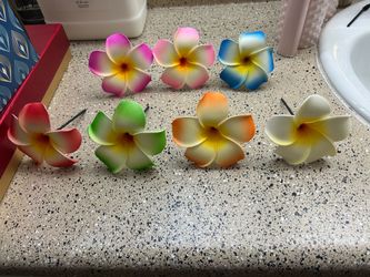 Foam flowers with stems and clips