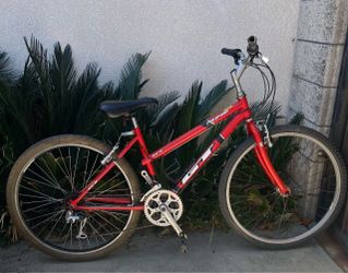GT Palomar mountain bike rides good, tires aired up. It has a 16 inch frame and 26 inch wheels/tires. It has been in storage for years may need some t