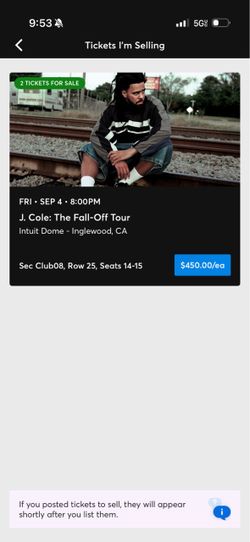J. Cole The Fall-Off Tour Tickets x2