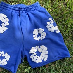 Blue Demin Tears The Cotton Wreath shorts