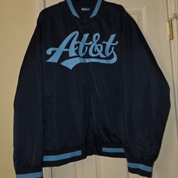 AT&T Bomber Jacket Men Size L Blue