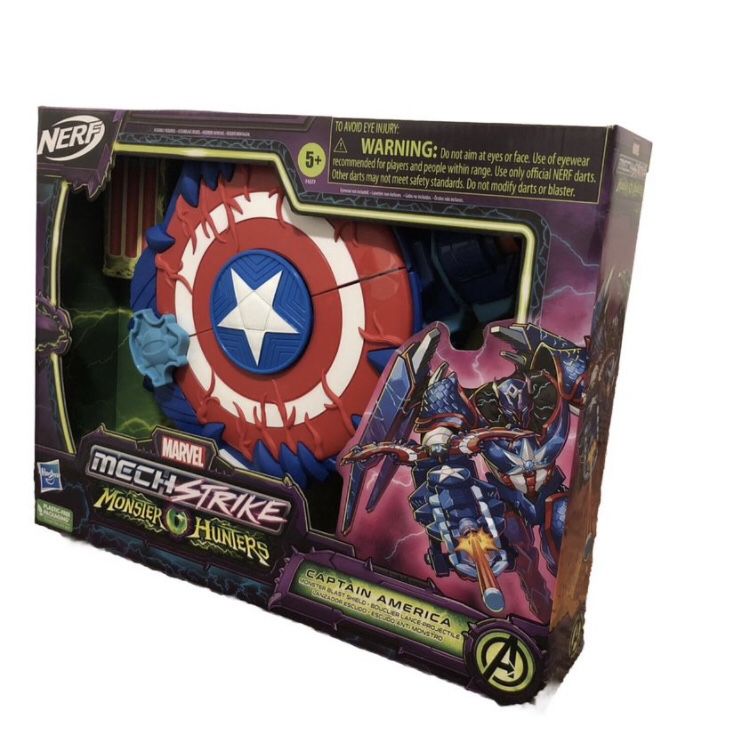 NERF Marvel Mech Strike Captain America Monster Hunters -NEW in box