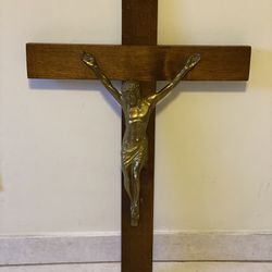 Brass Cross On Wood 