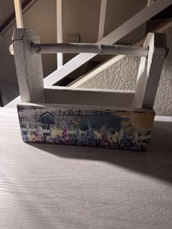 Rustic Wood Planter /Tool Box - Hand Painted