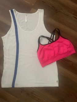 Fabletic White /Blue Tank & Champion Pink Athletic Top (M)