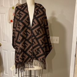 Fendi Wool Blend Scarf Brown 