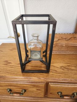 **Modern Black Metal Lantern Vase Decor β 13" Tall Farmhouse Centerpiece**