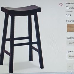 Bar Stools In Wood, Black, 31" H
