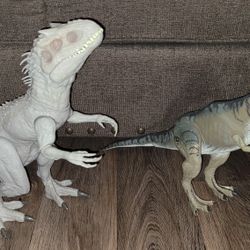 Jurassic Park Vintage 1997 T.rex & Jurassic World Indominus Rex 