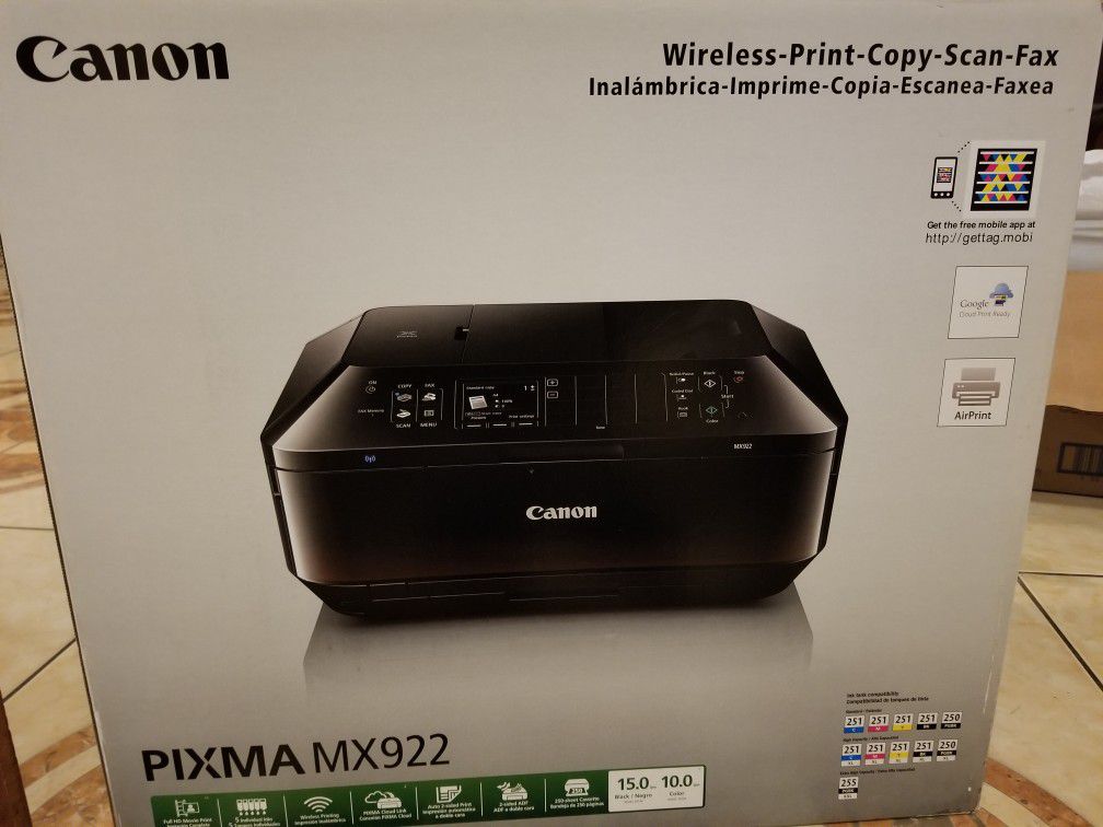 Canon pixma mx922 brand new. Never used. Retails over $200 come get it! $80