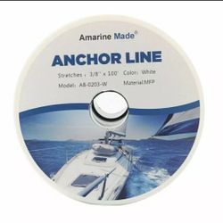 100FT 3/8 Inch Boat Premium Anchor Line Solid Braided Nylon Rope ‎800kg Capacity