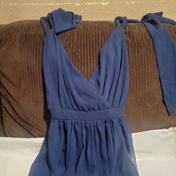 Navy Chiffon Skater Dress Size 14