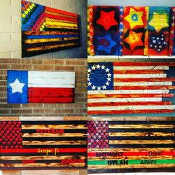 Custom american wood flags