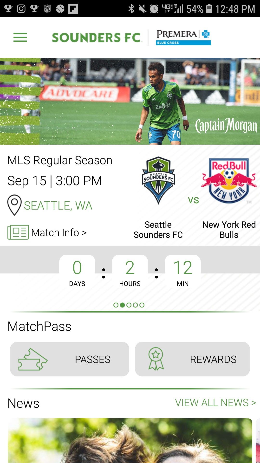 4 front row tickets. Seattle Sounders vs New York red bulls